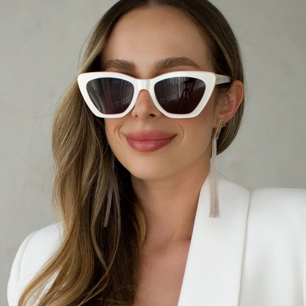 Diff Eyewear Cream Cat-Eye Sunglasses | Camilla Opaline Grey Sunglasses - Picture 7 of 13